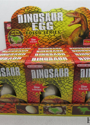 Displaybox mit 12 Stück „Dinosaur Egg“ Fossil Series – leuchtendes Dino-Ei zum Ausgraben (Glow in the Dark)
