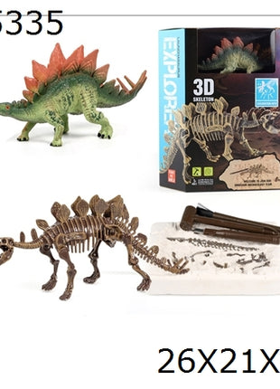 Dinosaurier-Ausgrabungsset mit Ausgrabungsblock, Werkzeugen und 3D-Skelett zum Zusammenbauen (Stegosaurus)