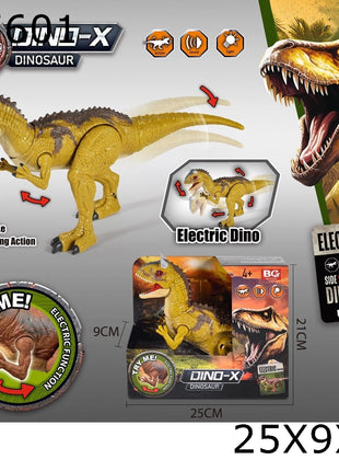 DINO-X Electric Dino Yellow Electric Bull Dragon in Verpackung, gelb-orange Dinosaurier mit Sound-, Licht- und Bewegungsfunktion