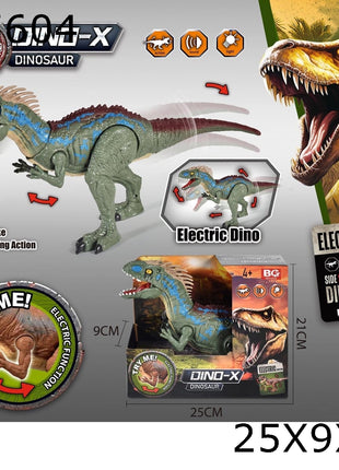 Grüner elektrischer T-Rex Dino-X Dinosaurier von BESTGOOD in Verpackung, mit Sound Strike und Side-Slashing Action