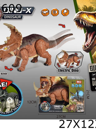 DINO-X Electric Dino Dinosaurier in braun in Verpackung mit Sound-, Licht- und Side-Slashing-Action
