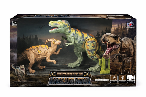 Dinosaurier-Modellset mit beweglichen Figuren & Pflanzen-Zubehör