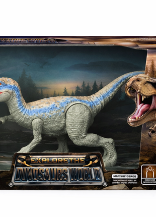 DINOSAURS WORLD Dino-Figuren Set: Velociraptor & Giganotosaurus (beweglich)