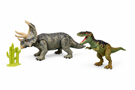Dinosaurier Figuren-Set mit beweglichen Gelenken & Pflanzenzubehör (3-teilig)