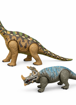 Dinosaurier-Figuren Set mit 2 beweglichen Dinos & Pflanzen-Zubehör