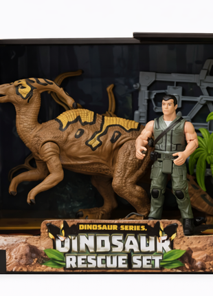 Dinosaur Rescue Set – Dino-Figur mit Actionfigur & Dschungel-Zubehör (Sortiment)
