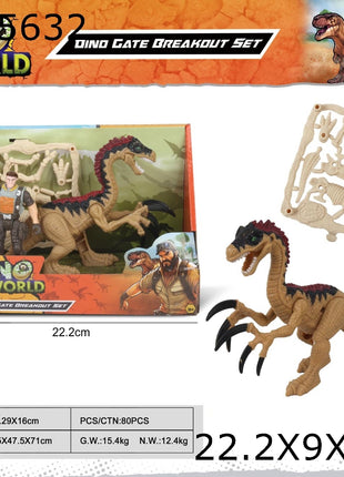 Dino World Dino Gate Breakout Set Spielset mit Dinosaurierfigur, Actionfigur und Fossil-Teilen in Verpackung