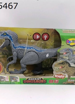 Velociraptor-Dinosaurierfigur in Fensterverpackung mit Try-Me-Knopf, grau mit blauem Streifen, Ancient Dinosaurs