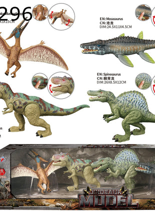 Dinosaur Model Set mit 5 Dinosaurier-Figuren (u. a. T-Rex, Spinosaurus, Mosasaurus und Pteranodon) in Displaybox