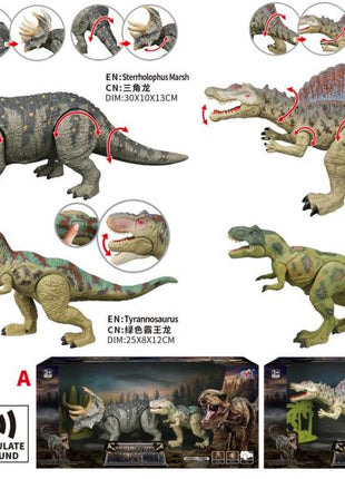Dinosaurier Figuren-Set mit 4 beweglichen Dino-Figuren und 2 Pflanzen-Accessoires (Kakteen und Palmen)