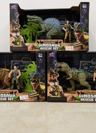 Dinosaur Rescue Set Spielset in Box mit Dinosaurierfigur, Actionfigur und Pflanzen-Zubehör (Sortiment)