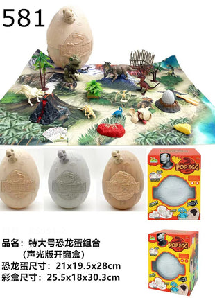 Extra großes POPEGG Dinosaurier-Ei Spielset mit Dino-Figuren, Vulkan, Palmen, Ausgrabungswerkzeugen und Dschungel-Spielmatte