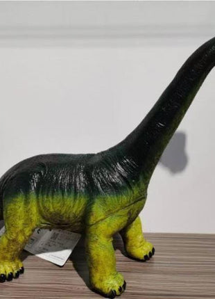 Große Brachiosaurus Dinosaurier-Figur (20 Zoll) in dunkelgrün-schwarz und gelb mit aufrechtem Hals