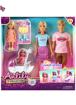 Anlily Puppenfamilie mit Baby und Zubehör