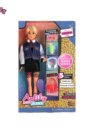 Anziehpuppe mit Jeans und Accessoires