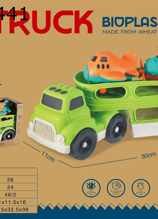 Nachhaltiger Bioplastik-Truck mit Flugzeug-Set