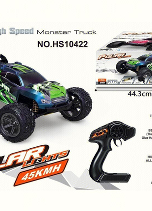 Grüner High-Speed Monster Truck mit Rückflügel