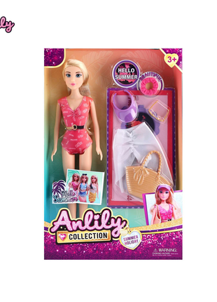 Sommerliche Ankleidepuppe mit Accessoires, 11,5 Zoll