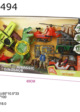 Abenteuerliches Dino-Jeep-Spielset mit Licht und Sound