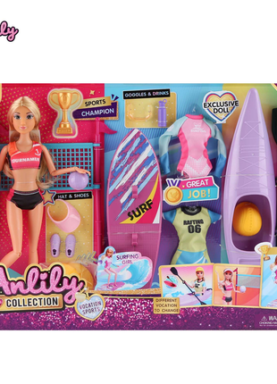 Sportliche Anlily Puppe mit Surf-Set und Zubehör