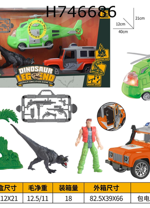 Abenteuerliches Dinosaurier-Spielset mit Fahrzeugen