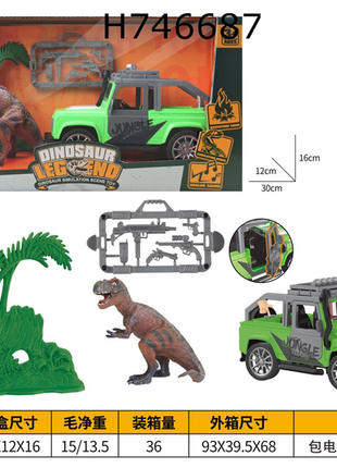 Abenteuerliches Dinosaurier Jeep-Set mit Soundeffekten