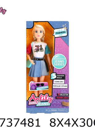 Stilvolle Modepuppe mit Jeansrock