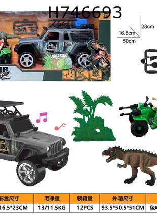 Abenteuerliches Dinosaurier-Jeep-Set mit Figuren