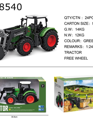 Robuster Traktor mit beweglichem Frontlader, 1:24 Maßstab