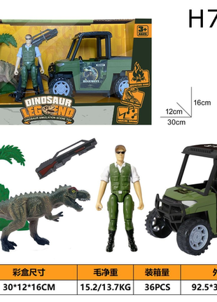 Abenteuerliches Dinosaurier-Spielset mit Gelände-Jeep