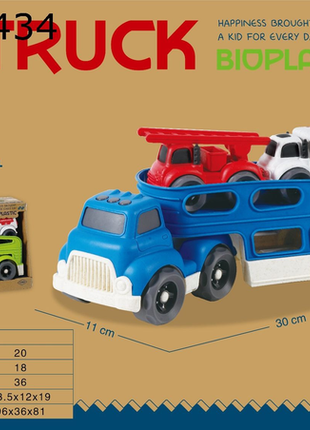 Nachhaltiger Bioplastik Transporter mit Schiebeautos