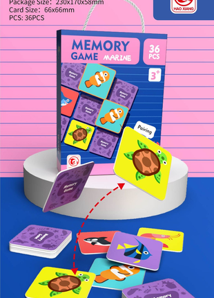 Buntes Meerestiere Memory-Spiel für Kinder ab 3 Jahren